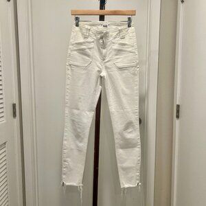Paige - Hoxton Zip Ankle Raw Edge Double Patch Pocket Jean Size 26 - Crisp White